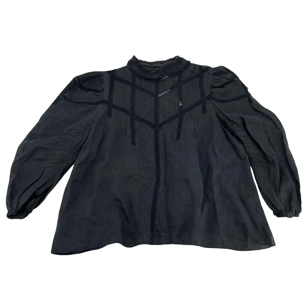 DOEN Women Top Victorian Black Ramie Extra Small